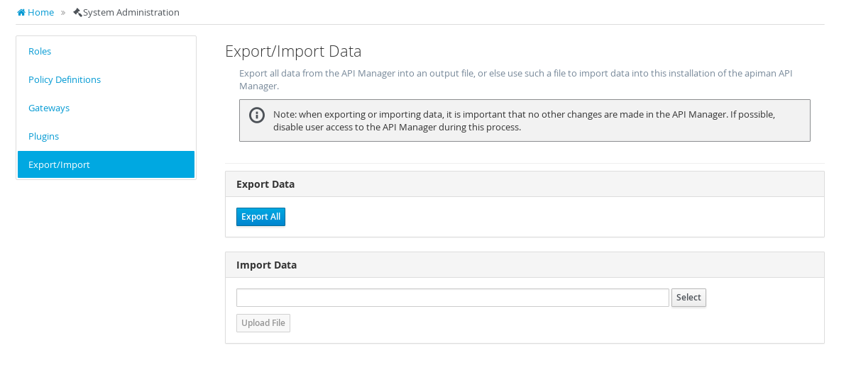 Image: Export/Import Menu