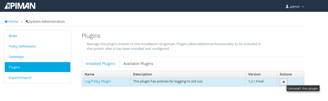 Image: Log Policy Plugin Uninstalled